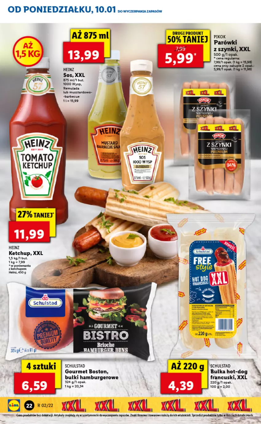 Gazetka promocyjna Lidl - GAZETKA - ważna 10.01 do 12.01.2022 - strona 22 - produkty: Bułka, Burger, Hamburger, Ketchup, Mus, Sos