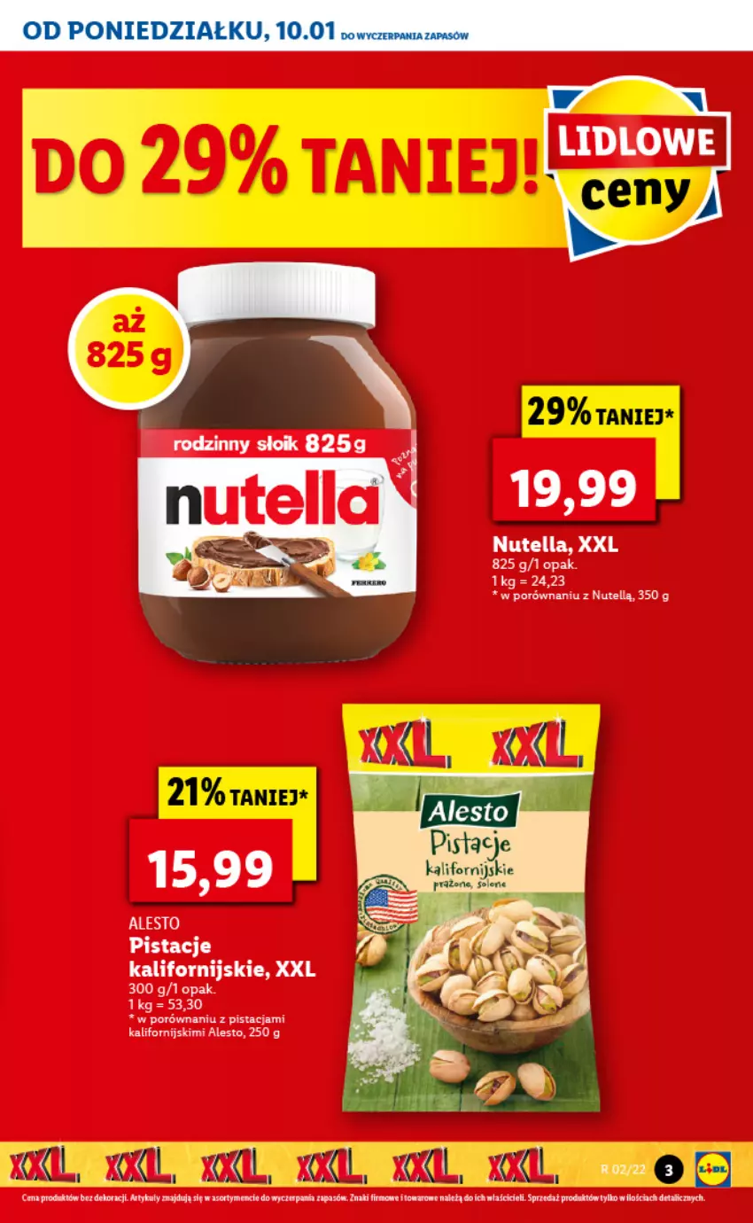 Gazetka promocyjna Lidl - GAZETKA - ważna 10.01 do 12.01.2022 - strona 3 - produkty: Fa, Gra, Nutella, Pistacje, Por, Tran