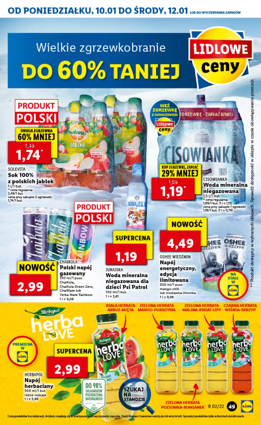 Gazetka promocyjna Lidl - GAZETKA - ważna 10.01 do 12.01.2022 - strona 49 - produkty: Dzieci, Fa, Herbapol, LANA, Napój, Psi Patrol, Woda, Woda mineralna