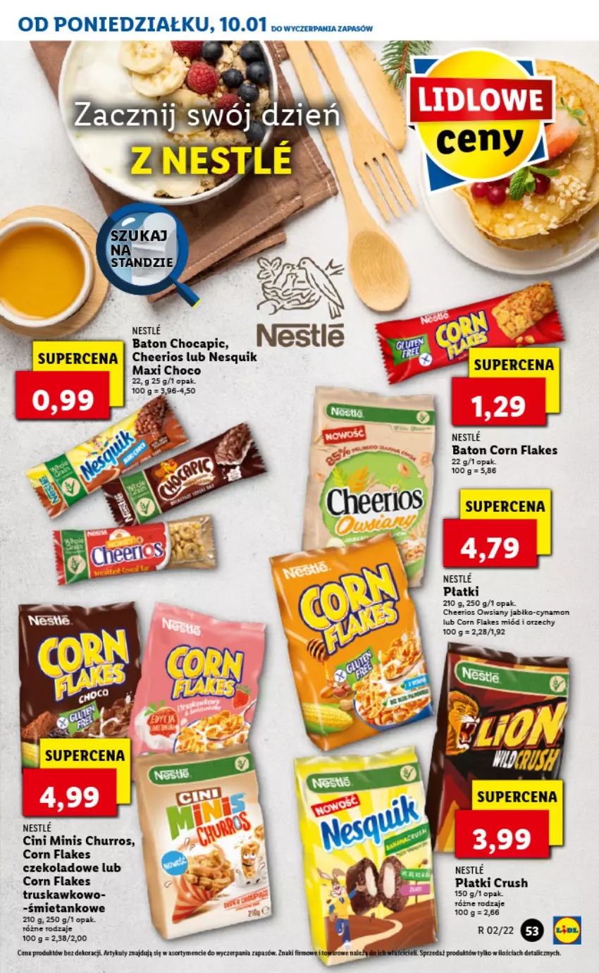 Gazetka promocyjna Lidl - GAZETKA - ważna 10.01 do 12.01.2022 - strona 53 - produkty: Baton, Cheerios, Cini Minis, Corn flakes, Gra, Nesquik