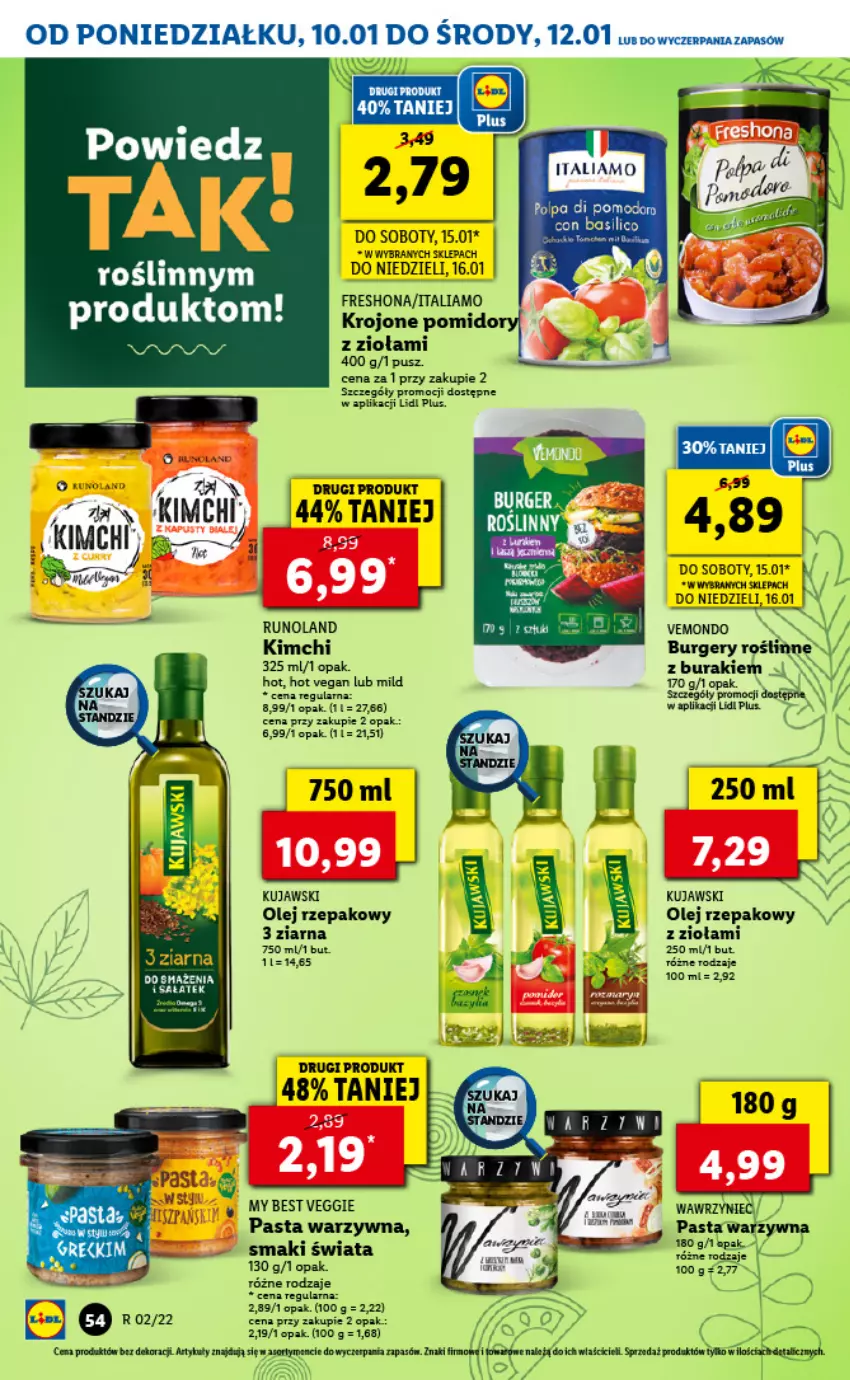 Gazetka promocyjna Lidl - GAZETKA - ważna 10.01 do 12.01.2022 - strona 54 - produkty: Brugi, Buraki, Burger, Gra, Koc, Kujawski, Olej, Olej rzepakowy, Pasta warzywna, Runoland, Sałat