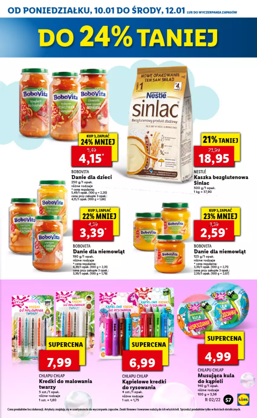 Gazetka promocyjna Lidl - GAZETKA - ważna 10.01 do 12.01.2022 - strona 57 - produkty: BoboVita, Danie dla dzieci, Dzieci, Fa, Mus, Sinlac