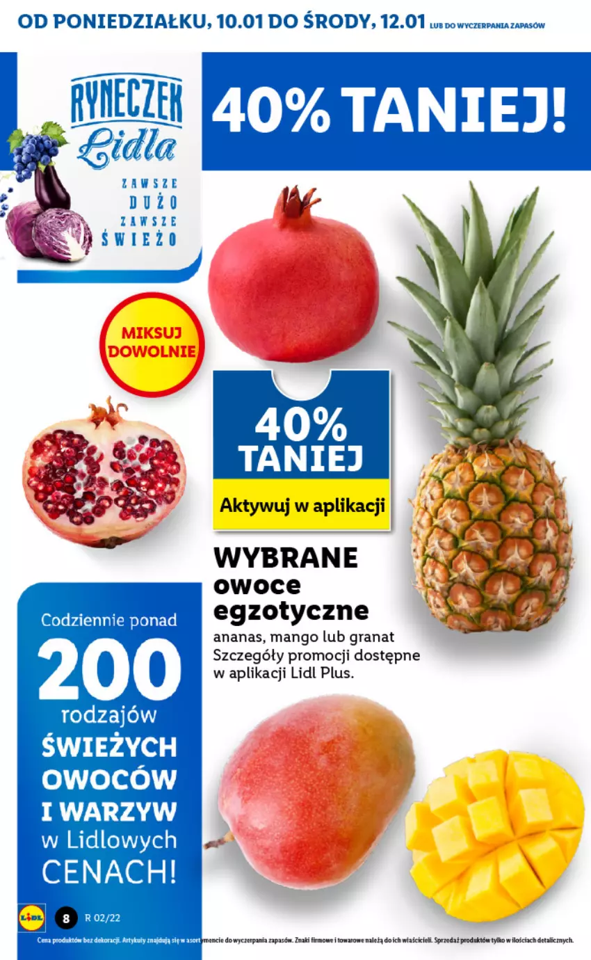 Gazetka promocyjna Lidl - GAZETKA - ważna 10.01 do 12.01.2022 - strona 8 - produkty: Ananas, Gra, Granat, Mango, Owoce