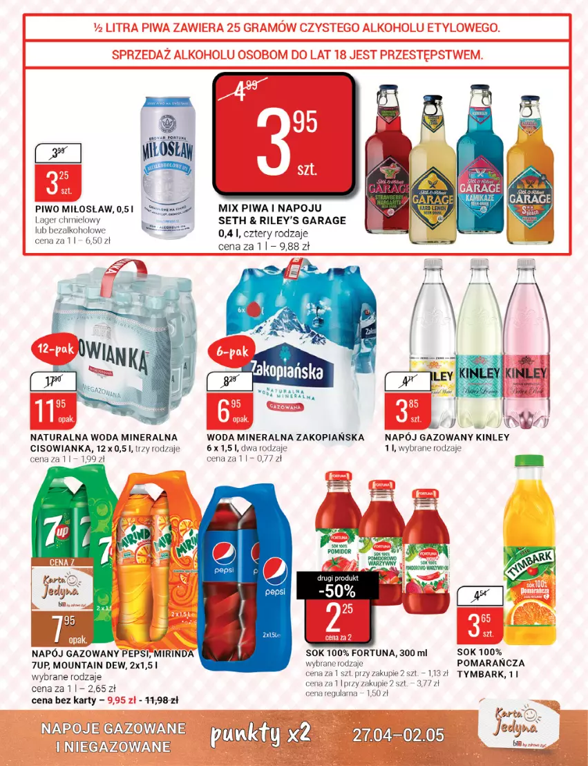 Gazetka promocyjna Bi1 - Grillandia - ważna 27.04 do 02.05.2022 - strona 5 - produkty: 7up, Cisowianka, Fortuna, Mirinda, Napój, Napój gazowany, Pepsi, Piwa, Piwo, Sok, Tymbark, Woda, Woda mineralna