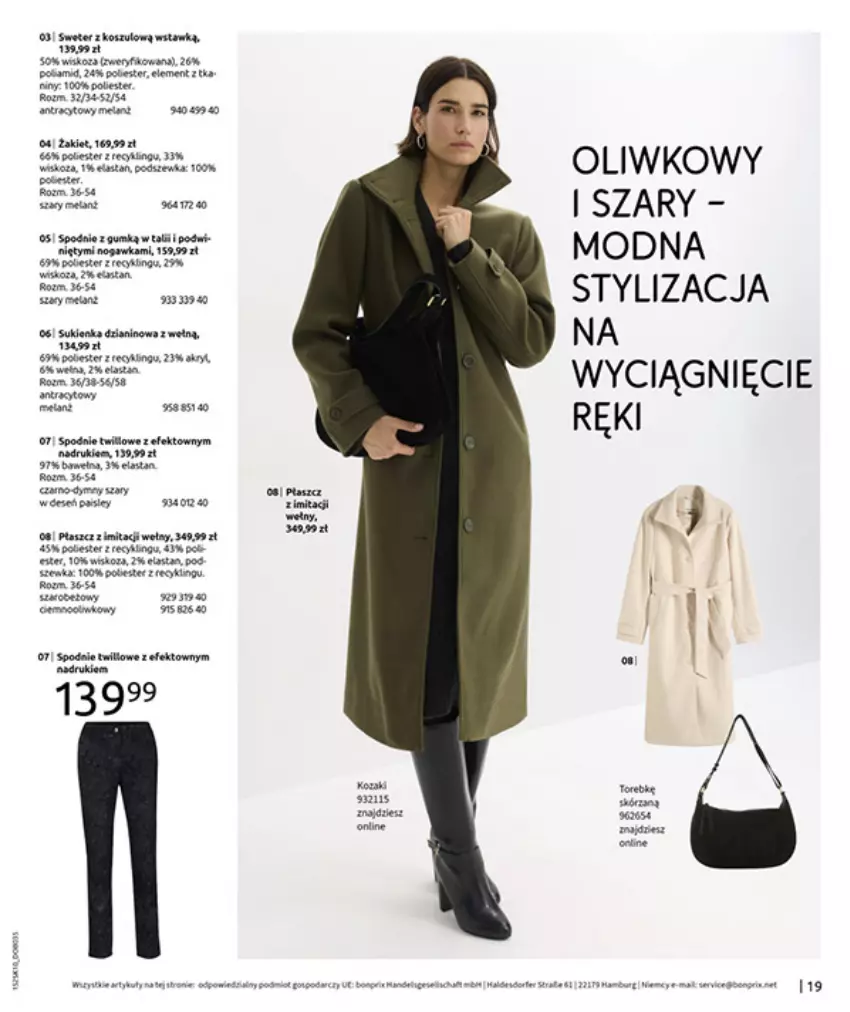 Gazetka promocyjna Bonprix - W JESIENNYM NASTROJU - ważna 04.11 do 08.12.2025 - strona 21 - produkty: BIC, Fa, GRID, LG, Płaszcz, Ser, Sukienka, Wełna