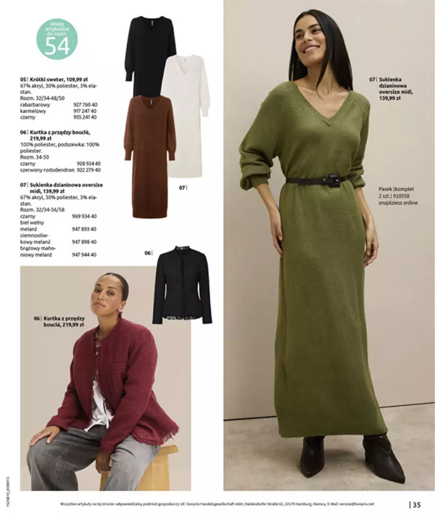 Gazetka promocyjna Bonprix - W JESIENNYM NASTROJU - ważna 04.11 do 08.12.2025 - strona 37 - produkty: Bell, Fa, Gra, Kurtka, LG, Sukienka, Sweter