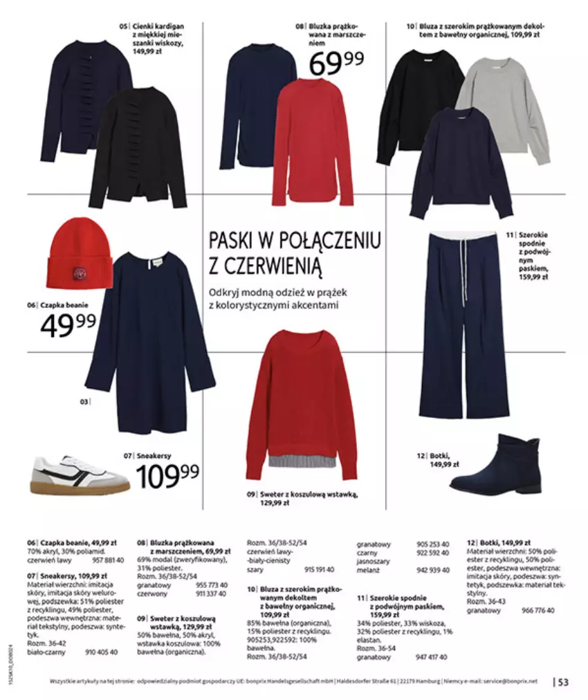 Gazetka promocyjna Bonprix - W JESIENNYM NASTROJU - ważna 04.11 do 08.12.2025 - strona 55 - produkty: Bluza, Botki, Czapka, Edam, Fa, Gra, Granat, Kosz, LG, Por, STP