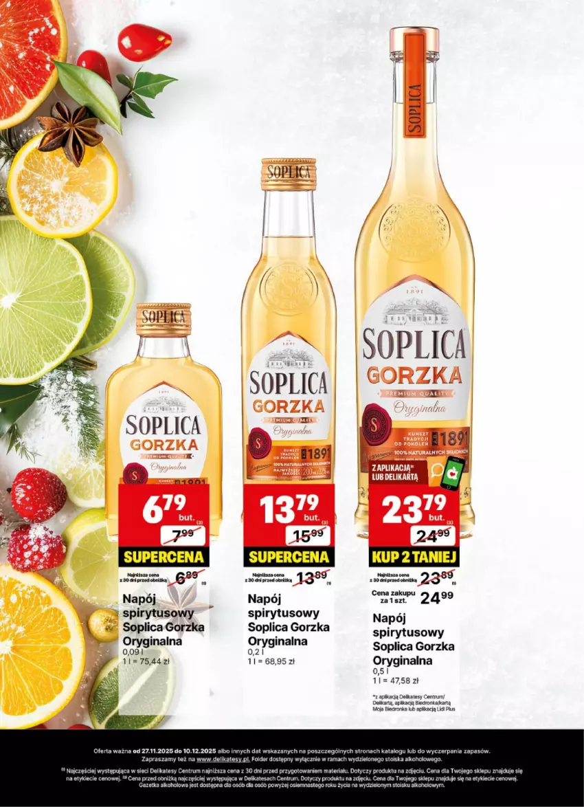 Gazetka promocyjna Delikatesy Centrum - Delibarek DC48-DC49 - ważna 27.11 do 10.12.2025 - strona 16 - produkty: Dron, Gin, Napój, Rama, Rum, Soplica