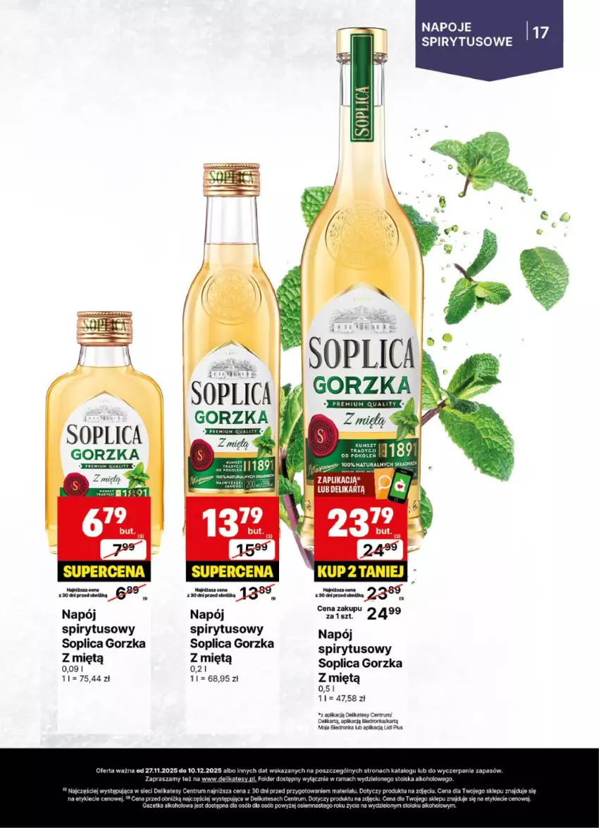 Gazetka promocyjna Delikatesy Centrum - Delibarek DC48-DC49 - ważna 27.11 do 10.12.2025 - strona 17 - produkty: Dron, Fa, Napój, Napoje, Rama, Rum, Soplica