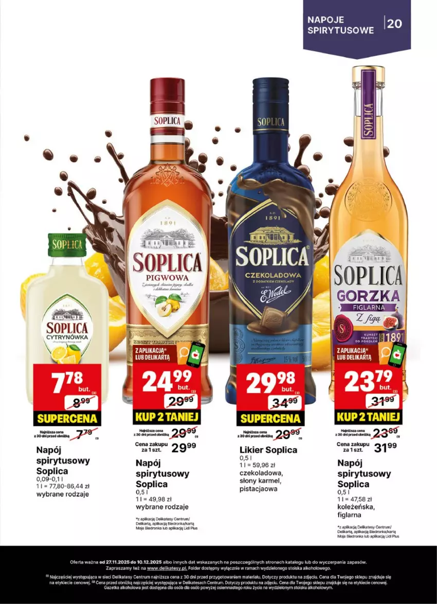 Gazetka promocyjna Delikatesy Centrum - Delibarek DC48-DC49 - ważna 27.11 do 10.12.2025 - strona 20 - produkty: Dron, Likier, Napój, Napoje, Rama, Rum, Soplica