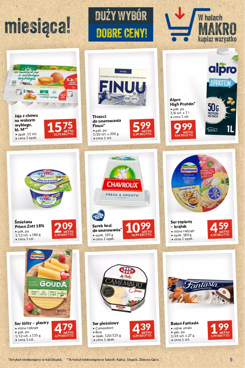 Gazetka promocyjna Makro - Najlepsze oferty - ważna 17.10 do 13.11.2023 - strona 5 - produkty: Alpro, Baton, Brie, Camembert, Fa, Fanta, Finuu, Jaja, Ser, Ser topiony, Serek, Top, Zott