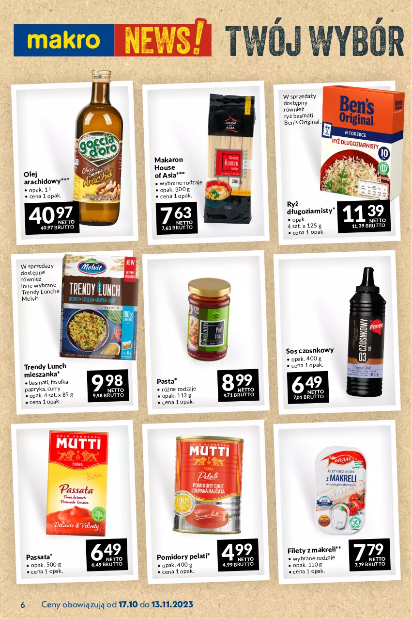 Gazetka promocyjna Makro - Najlepsze oferty - ważna 17.10 do 13.11.2023 - strona 6 - produkty: Fa, Gin, House of Asia, Makaron, Melvit, Olej, Papryka, Ryż, Ryż basmati, Sos, Sos czosnkowy