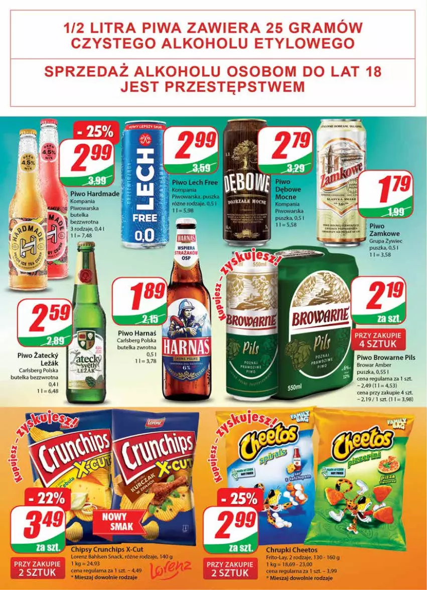 Gazetka promocyjna Dino - Gazetka - ważna 08.09 do 14.09.2021 - strona 14 - produkty: Carlsberg, Cheetos, Chipsy, Chrupki, Crunchips, Lorenz, Piwo