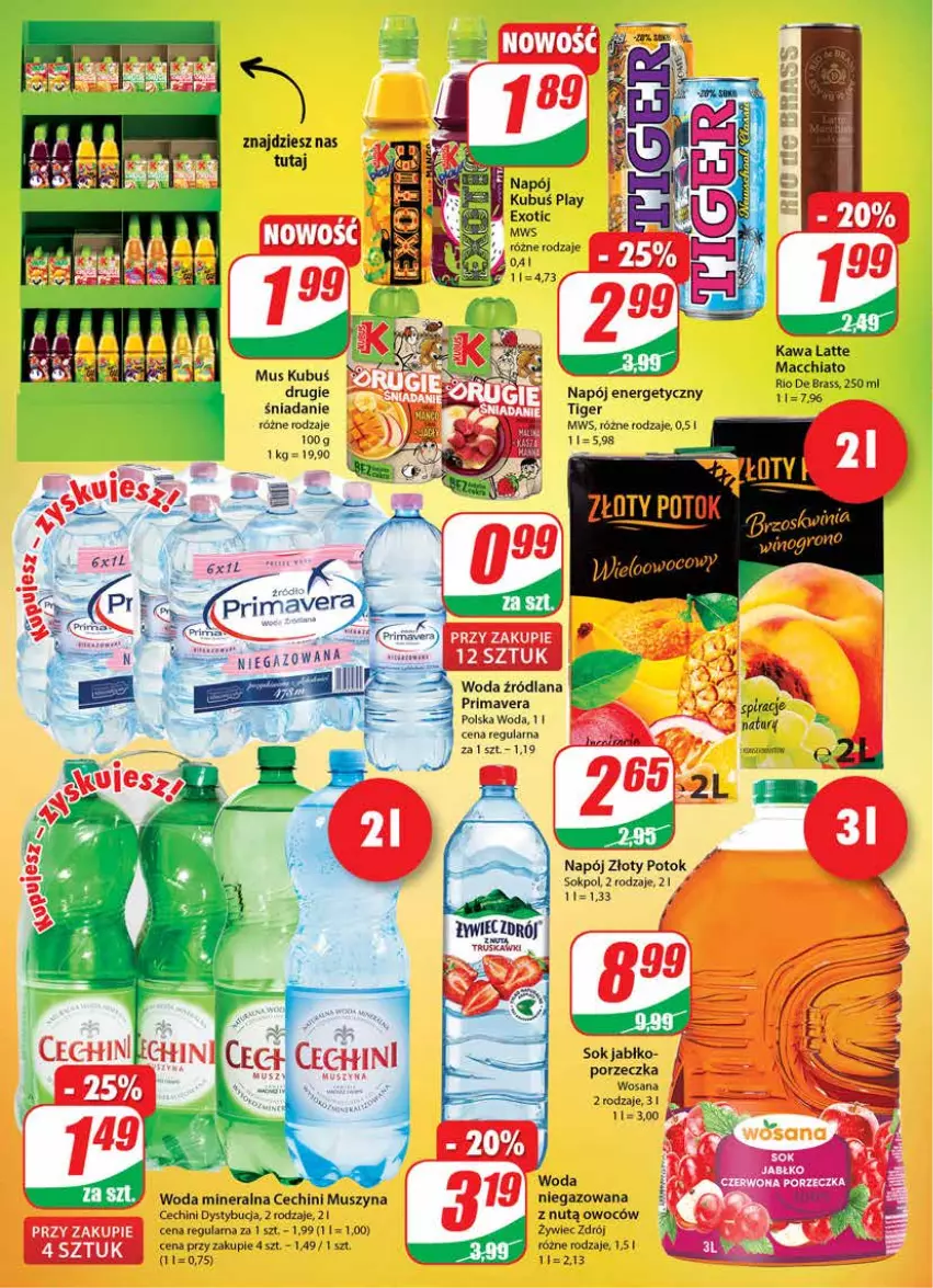 Gazetka promocyjna Dino - Gazetka - ważna 08.09 do 14.09.2021 - strona 2 - produkty: Chia, Fa, Kawa, Kubuś, LANA, Mus, Napój, Napój energetyczny, Por, Prima, Primavera, Sok, Szyna, Tiger, Truskawki, Woda, Woda mineralna, Wosana