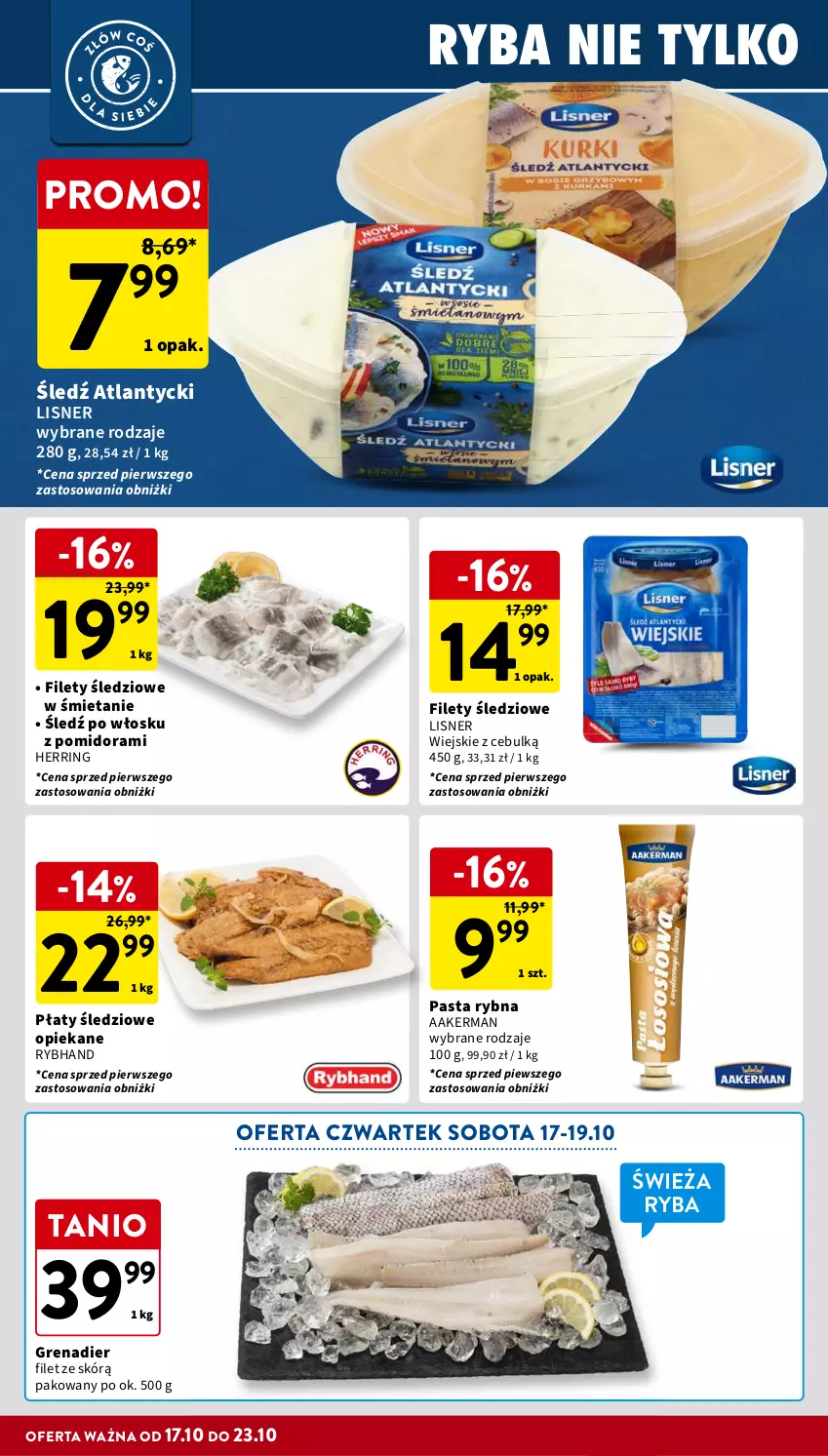 Gazetka promocyjna Intermarche - Gazetka Intermarche - ważna 17.10 do 23.10.2024 - strona 16 - produkty: Grenadier, Lisner, Płaty śledziowe, Ryba