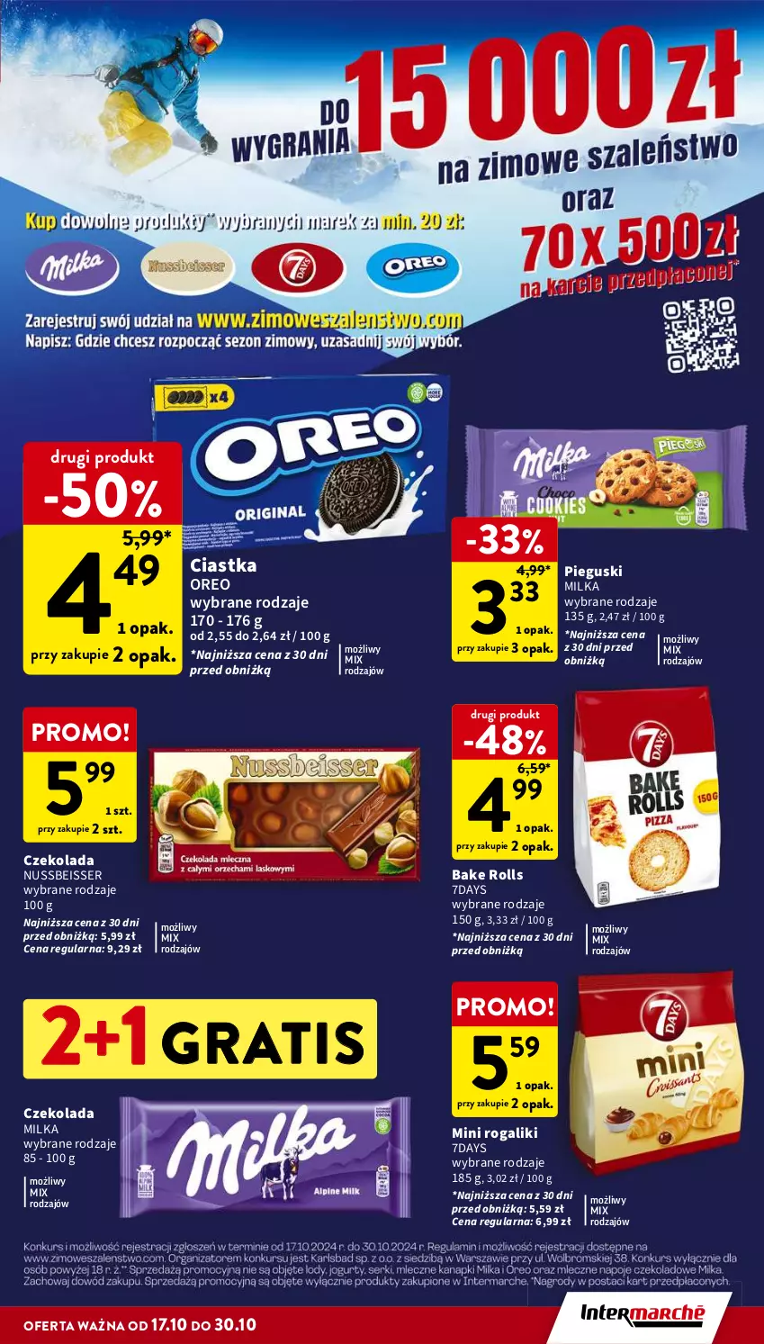 Gazetka promocyjna Intermarche - Gazetka Intermarche - ważna 17.10 do 23.10.2024 - strona 25 - produkty: Bake Rolls, Ciastka, Czekolada, Gra, Milka, Oreo, Rogal, Ser