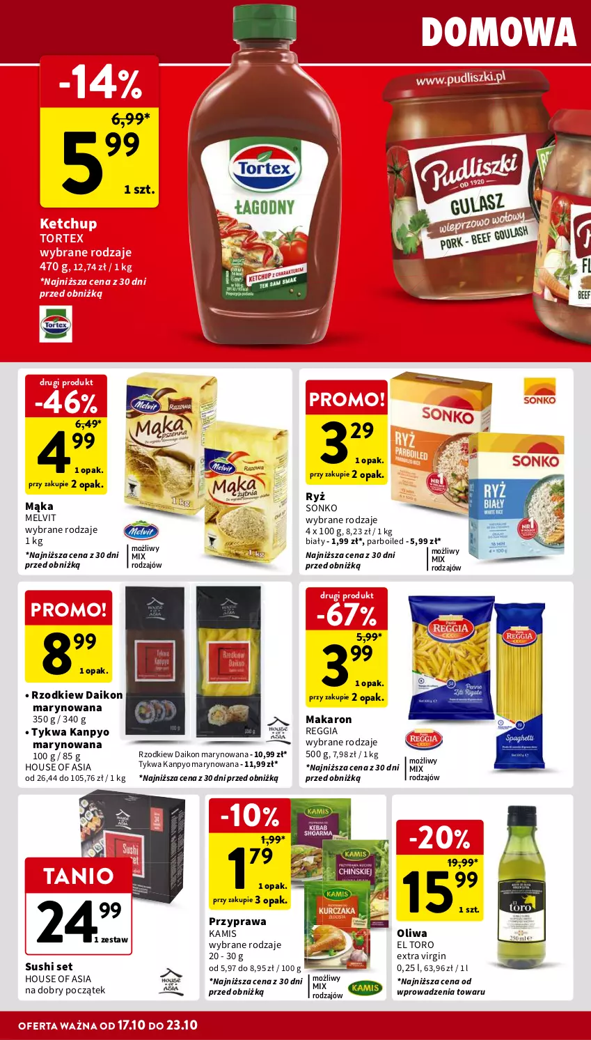 Gazetka promocyjna Intermarche - Gazetka Intermarche - ważna 17.10 do 23.10.2024 - strona 28 - produkty: Gin, House of Asia, Kamis, Ketchup, Mąka, Makaron, Melvit, Ryż, Sonko, Sushi