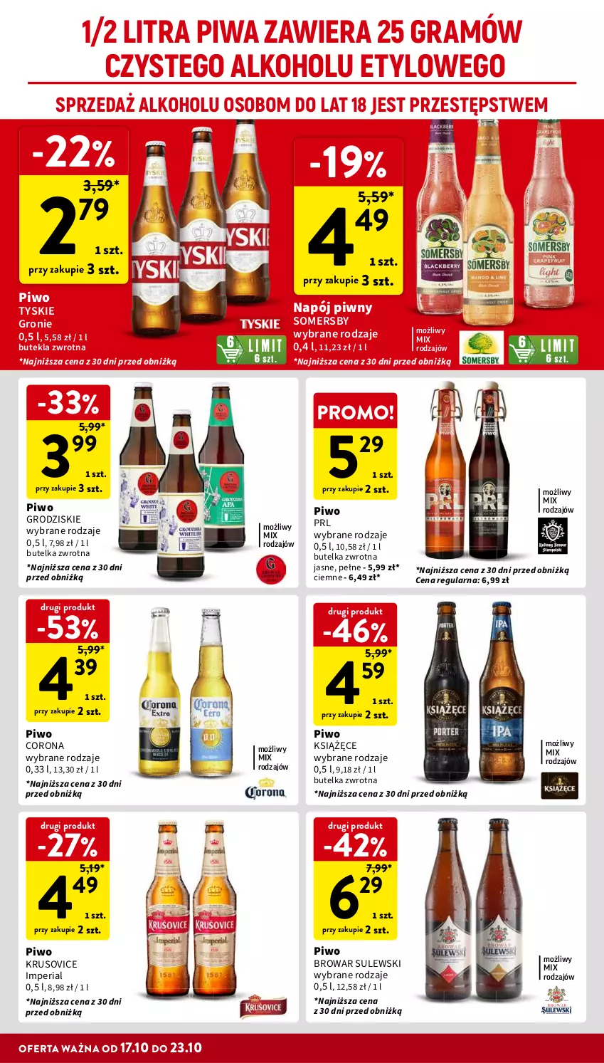 Gazetka promocyjna Intermarche - Gazetka Intermarche - ważna 17.10 do 23.10.2024 - strona 30 - produkty: Gra, Książęce, Napój, Piwa, Piwo, Somersby, Tyskie