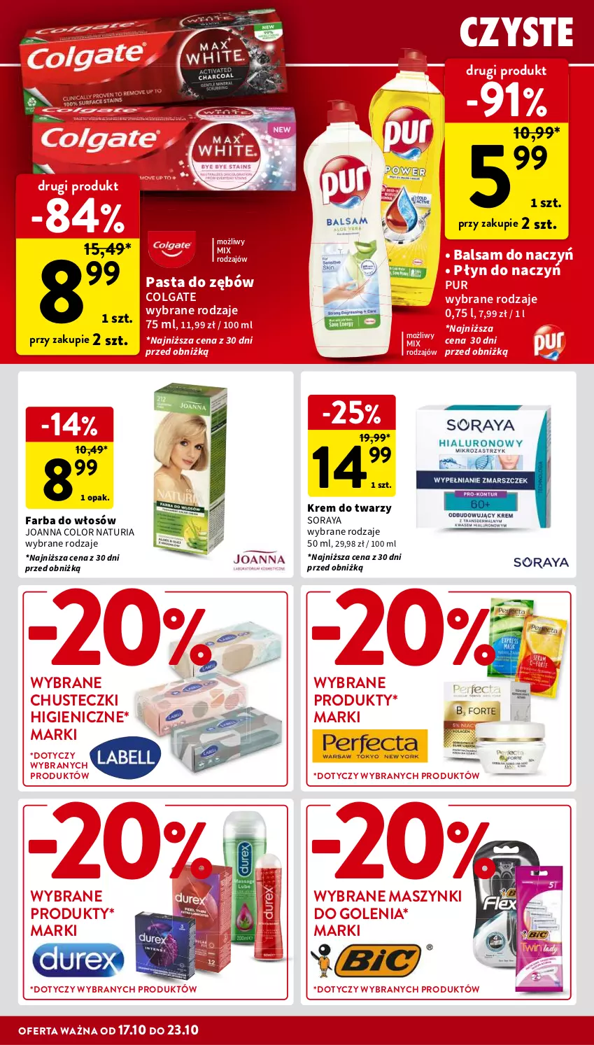 Gazetka promocyjna Intermarche - Gazetka Intermarche - ważna 17.10 do 23.10.2024 - strona 32 - produkty: Chusteczki, Colgate, Fa, Farba do włosów, Joanna, Krem do twarzy, LG, Pasta do zębów, Pur