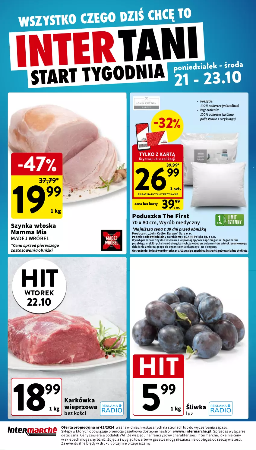 Gazetka promocyjna Intermarche - Gazetka Intermarche - ważna 17.10 do 23.10.2024 - strona 44 - produkty: Gra, Madej Wróbel, Poduszka, Szynka