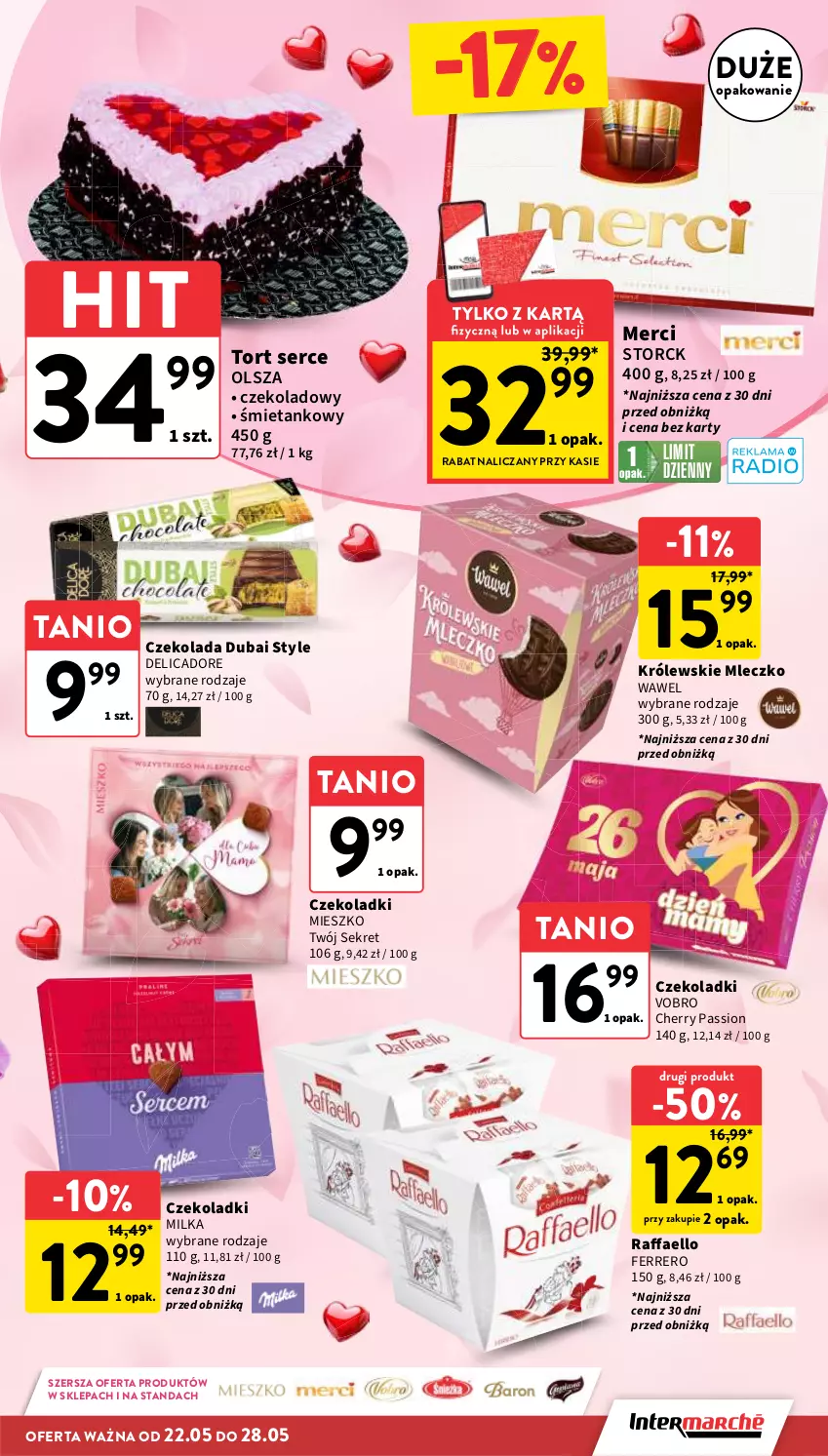 Gazetka promocyjna Intermarche - Gazetka Intermarche - ważna 22.05 do 28.05.2025 - strona 11 - produkty: Czekolada, Fa, Ferrero, Kret, Królewski, Królewskie Mleczko, Merci, Milka, Mleczko, Raffaello, Ser, Wawel