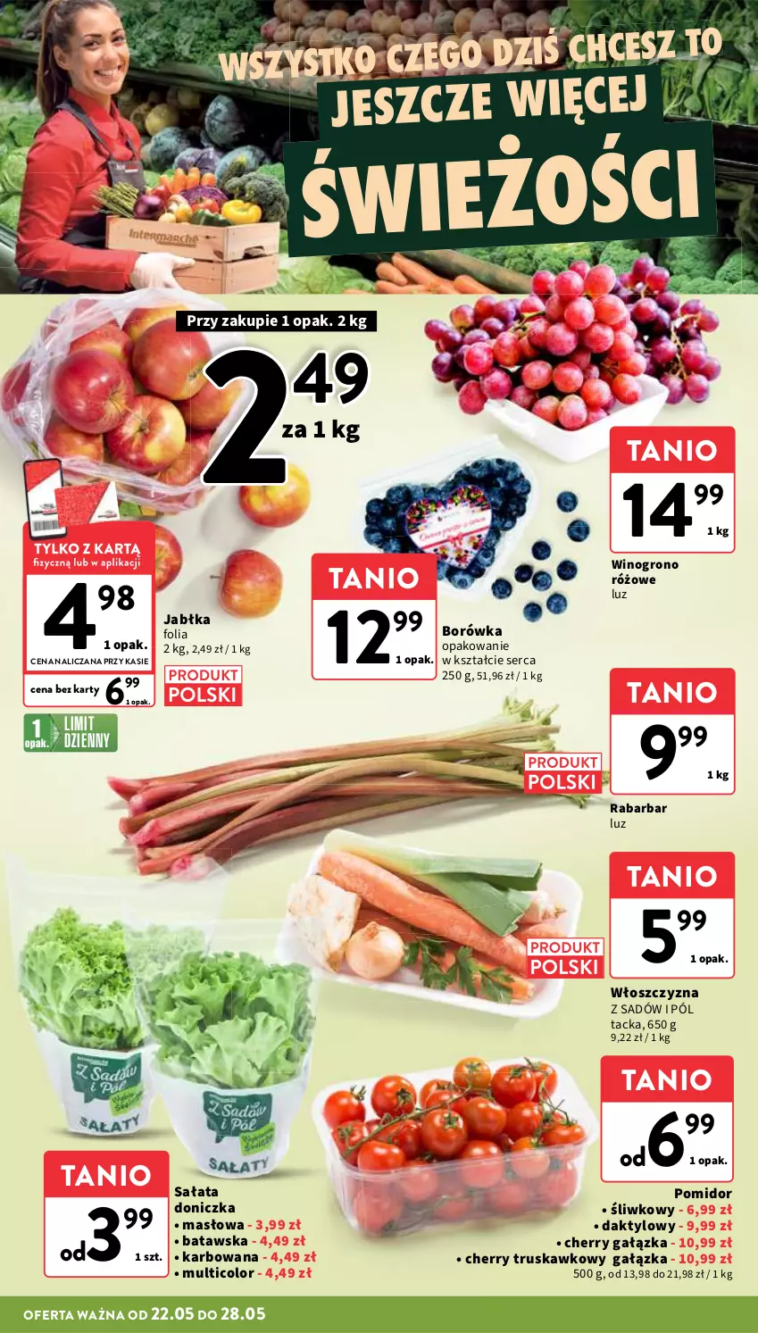 Gazetka promocyjna Intermarche - Gazetka Intermarche - ważna 22.05 do 28.05.2025 - strona 16 - produkty: Borówka, Jabłka, Masło, Owoce, Sałat, Ser, Warzywa, Wino