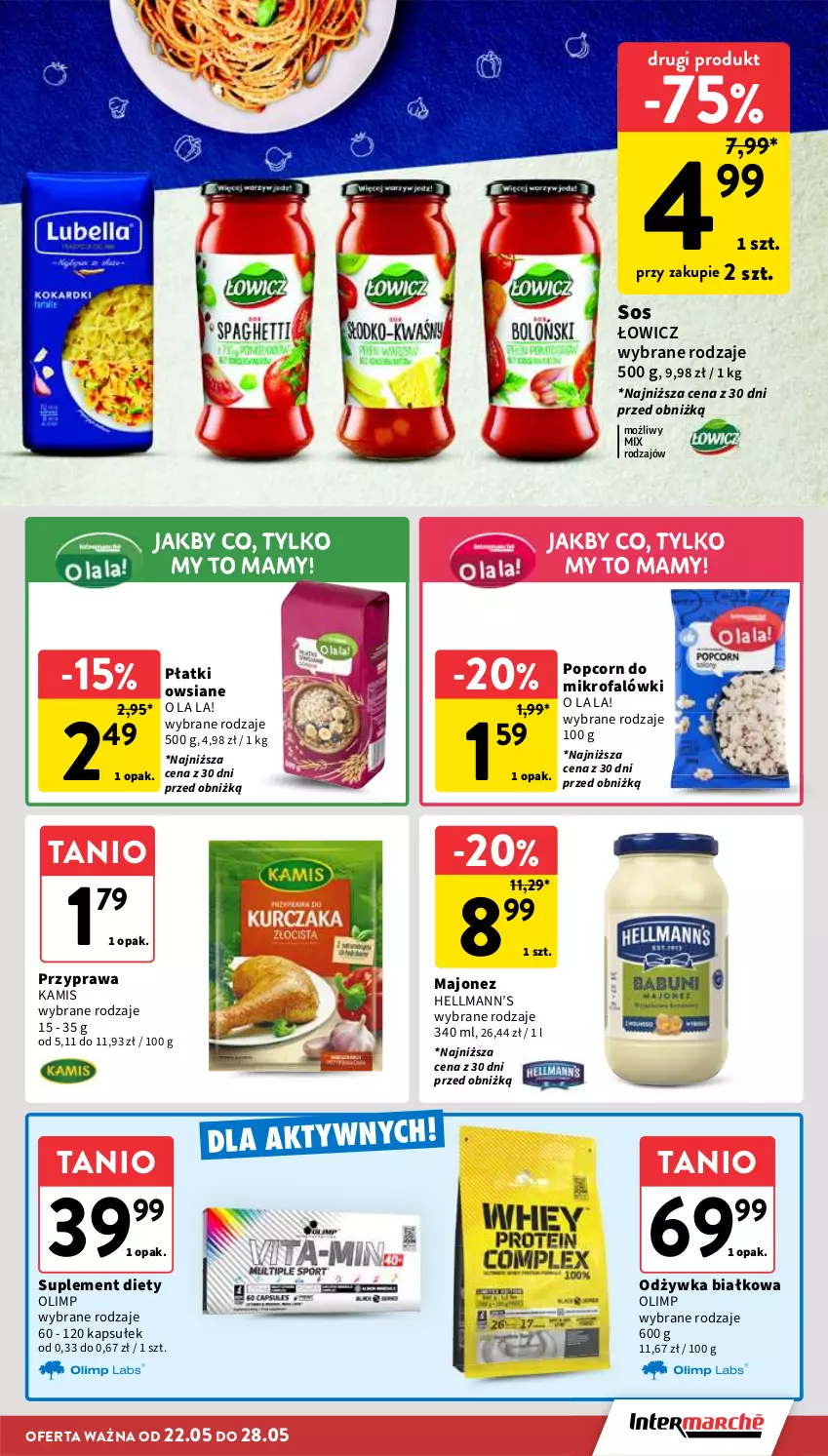 Gazetka promocyjna Intermarche - Gazetka Intermarche - ważna 22.05 do 28.05.2025 - strona 27 - produkty: Fa, Hellmann’s, Kamis, Majonez, Odżywka, Płatki owsiane, Popcorn, Sos, Suplement diety