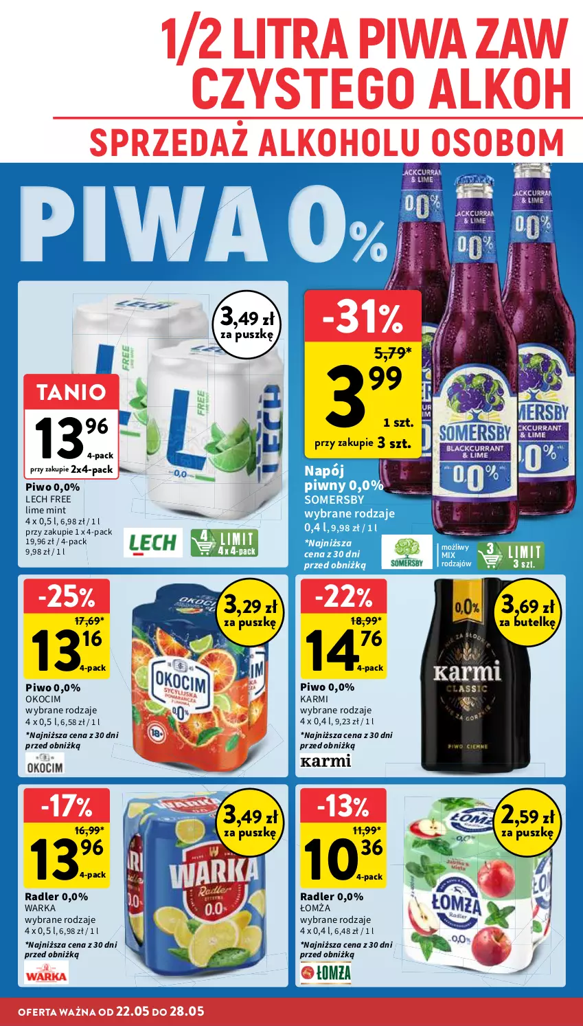 Gazetka promocyjna Intermarche - Gazetka Intermarche - ważna 22.05 do 28.05.2025 - strona 28 - produkty: Karmi, Koc, Napój, Okocim, Piwa, Piwo, Radler, Somersby, Warka