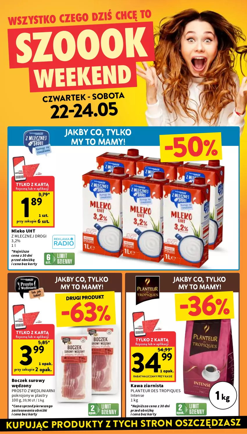 Gazetka promocyjna Intermarche - Gazetka Intermarche - ważna 22.05 do 28.05.2025 - strona 4 - produkty: Boczek, Kawa, Kawa ziarnista, Mleko
