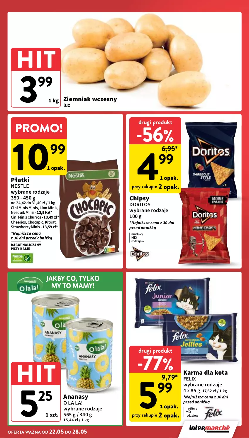 Gazetka promocyjna Intermarche - Gazetka Intermarche - ważna 22.05 do 28.05.2025 - strona 7 - produkty: Ananas, Cheerios, Chipsy, Cini Minis, Felix, Lion, Nesquik