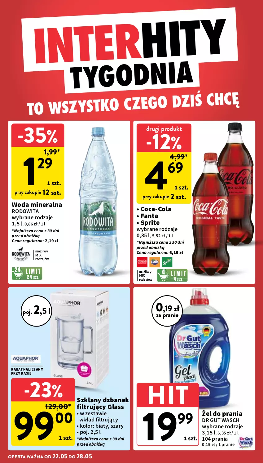 Gazetka promocyjna Intermarche - Gazetka Intermarche - ważna 22.05 do 28.05.2025 - strona 8 - produkty: Coca-Cola, Dzbanek, Fa, Fanta, Sprite, Wkład filtrujący, Woda, Woda mineralna
