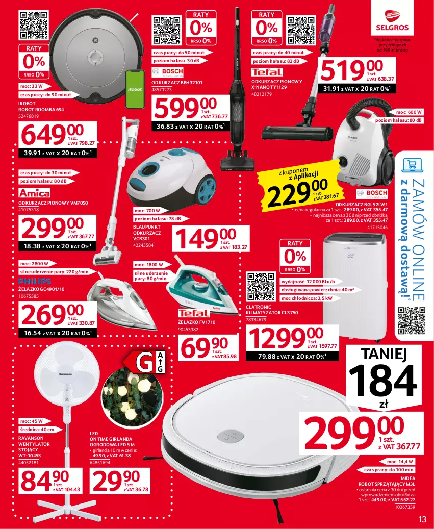 Gazetka promocyjna Selgros - Oferta przemysłowa - ważna 27.07 do 09.08.2023 - strona 13 - produkty: Girlanda, IRobot, Odkurzacz, Robot, Robot sprzątający, Roomba