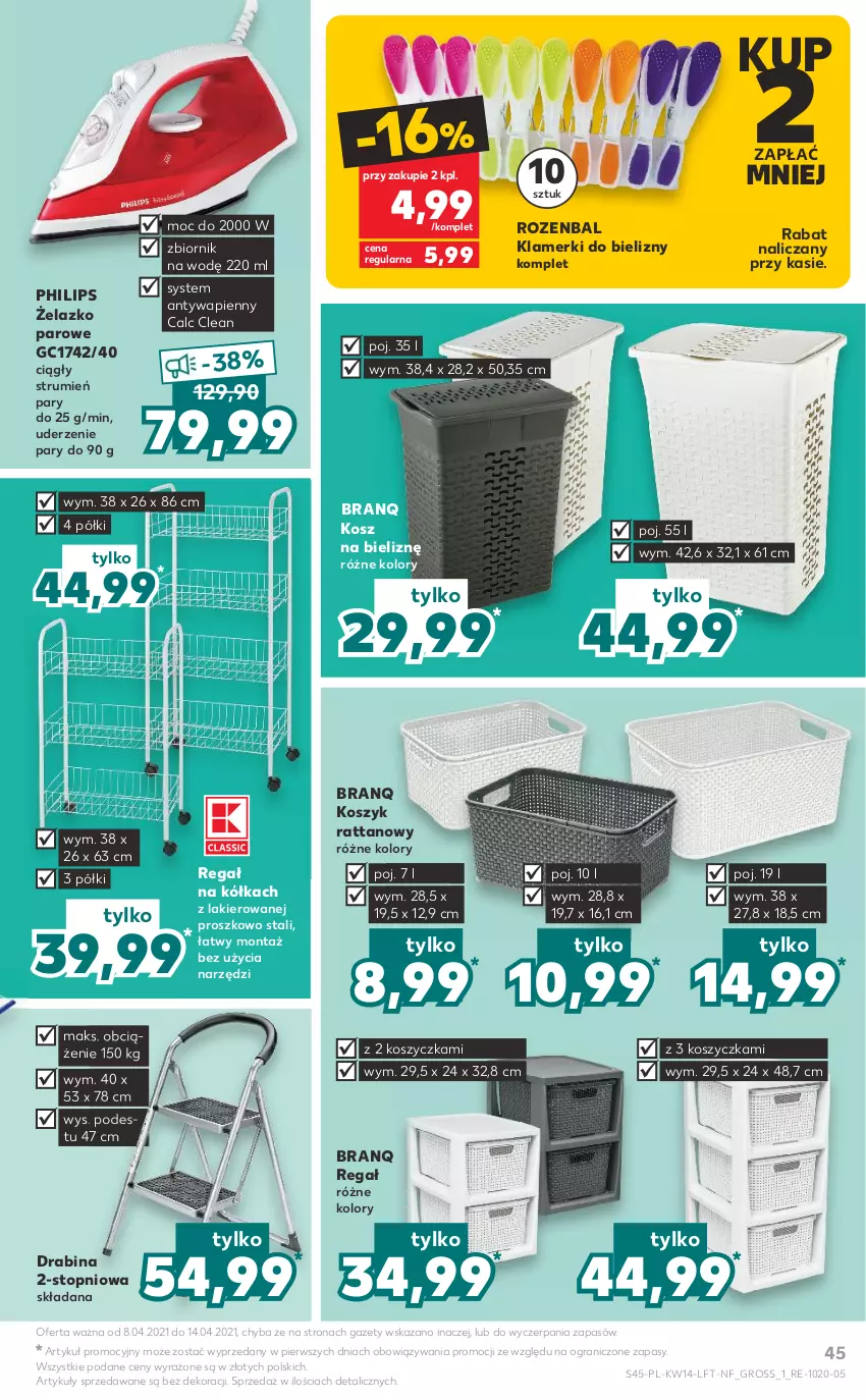 Gazetka promocyjna Kaufland - OFERTA TYGODNIA - ważna 08.04 do 14.04.2021 - strona 45 - produkty: Drabina, Gra, Kosz, Kosz na bieliznę, Lakier, NBA, Philips, Regał, Rum, Top