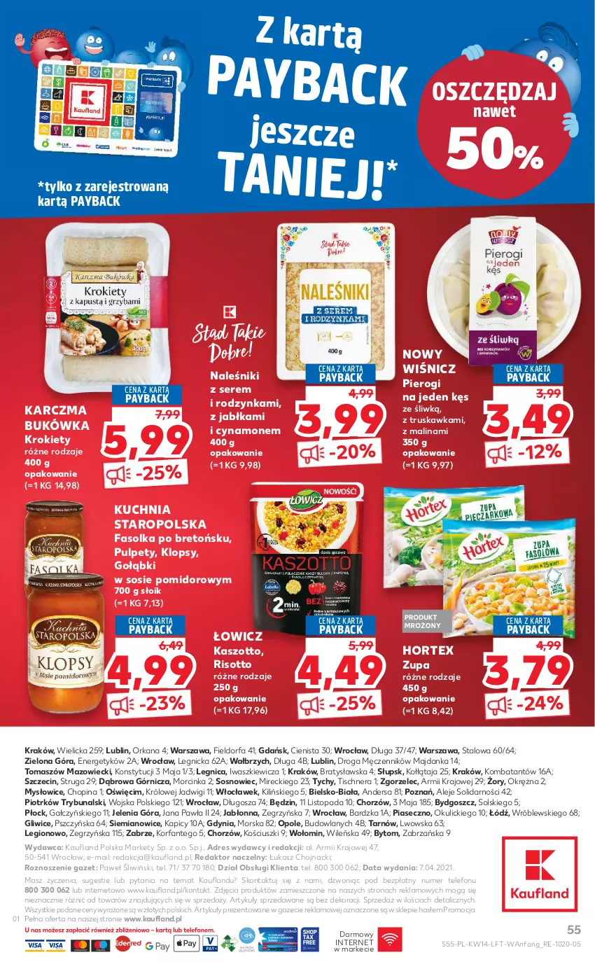 Gazetka promocyjna Kaufland - OFERTA TYGODNIA - ważna 08.04 do 14.04.2021 - strona 55 - produkty: Dres, Fa, Hortex, Inka, Jabłka, Krokiety, Kuchnia, Kuchnia Staropolska, Naleśniki, Orka, Pierogi, Pulpety, Ser, Sos, Telefon, Top, Zott, Zupa