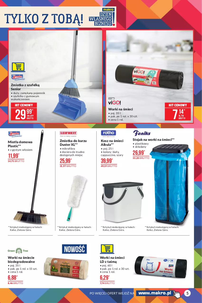 Gazetka promocyjna Makro - [Oferta promocyjna] Artykuły przemysłowe - ważna 05.10 do 18.10.2021 - strona 5 - produkty: Cappuccino, Gra, Kosz, Miotła, Pojemnik, Stojak, Szufelka, Worki na śmiec, Worki na śmieci