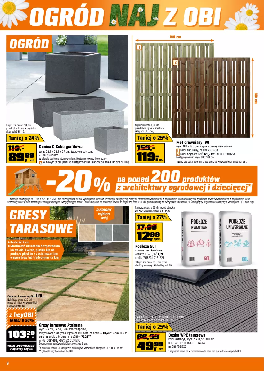 Gazetka promocyjna Obi - Gazetka OBI - ważna 07.05 do 20.05.2025 - strona 6 - produkty: Dzieci, Gra, Gres, Klej, Ogród, Por