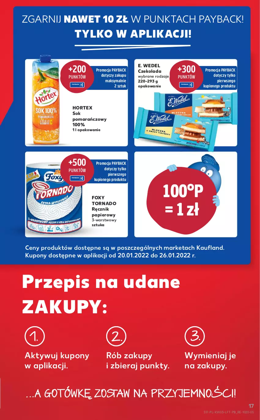 Gazetka promocyjna Kaufland - OFERTA TYGODNIA - ważna 20.01 do 26.01.2022 - strona 17 - produkty: Czekolada, E. Wedel, Foxy, Hortex, Papier, Ręcznik, Sok, Sok pomarańczowy