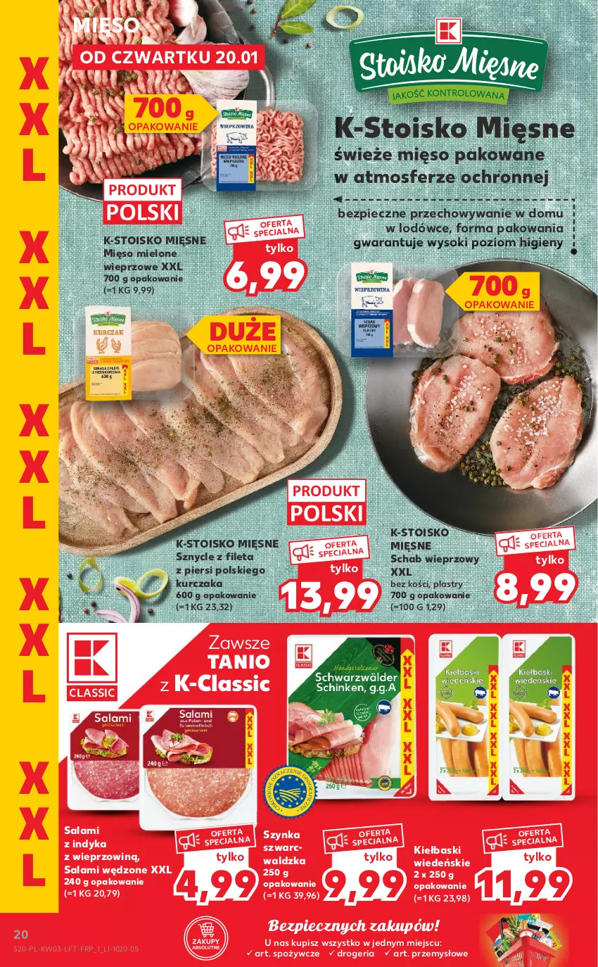 Gazetka promocyjna Kaufland - OFERTA TYGODNIA - ważna 20.01 do 26.01.2022 - strona 20 - produkty: Kurczak, Mięso, Mięso mielone, Piec, Salami, Schab wieprzowy, Sok, Szynka