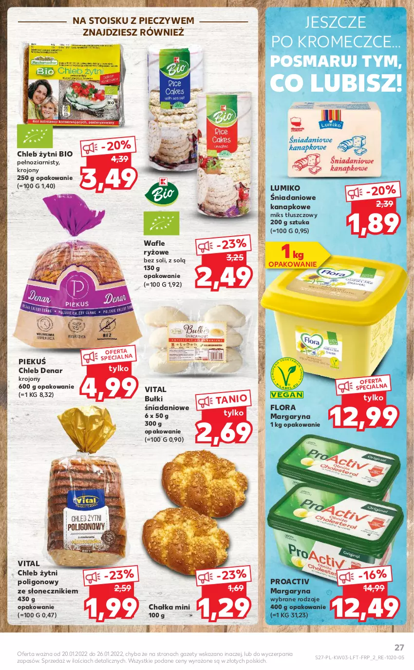 Gazetka promocyjna Kaufland - OFERTA TYGODNIA - ważna 20.01 do 26.01.2022 - strona 27 - produkty: Chleb, Danio, Flora, Margaryna, Miks tłuszczowy, Piec, Ryż, Wafle