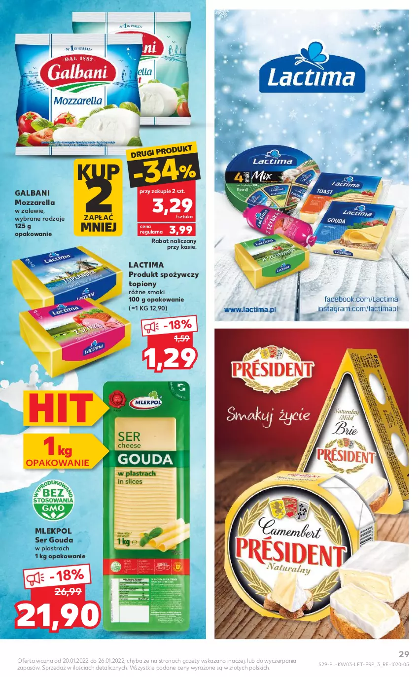 Gazetka promocyjna Kaufland - OFERTA TYGODNIA - ważna 20.01 do 26.01.2022 - strona 29 - produkty: Galbani, Gouda, Mozzarella, Ser, Top