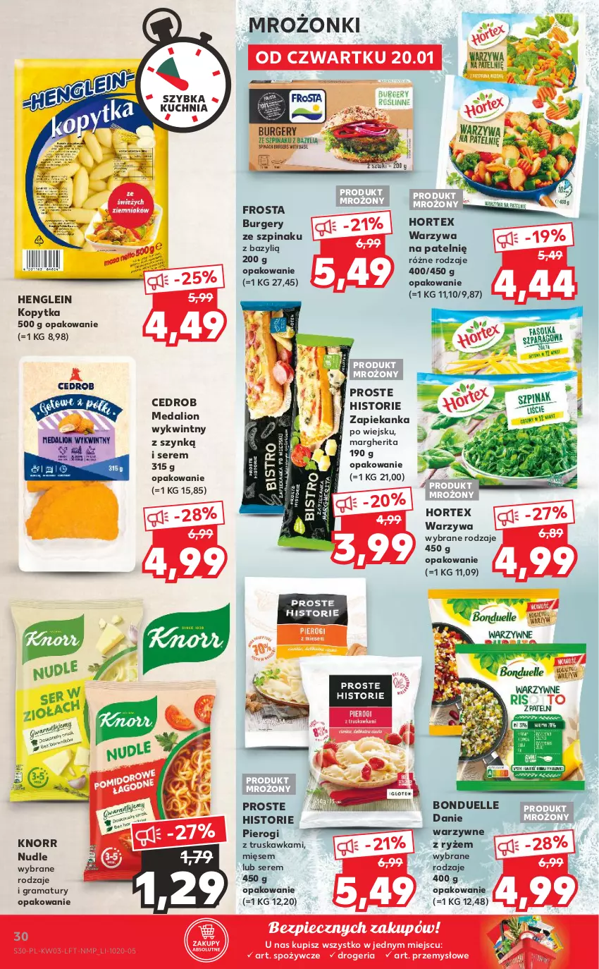 Gazetka promocyjna Kaufland - OFERTA TYGODNIA - ważna 20.01 do 26.01.2022 - strona 30 - produkty: Bazyl, Bonduelle, Burger, Frosta, Gra, Hortex, Knorr, Kopytka, Lion, Piec, Pierogi, Rama, Ryż, Ser, Szpinak, Warzywa, Zapiekanka