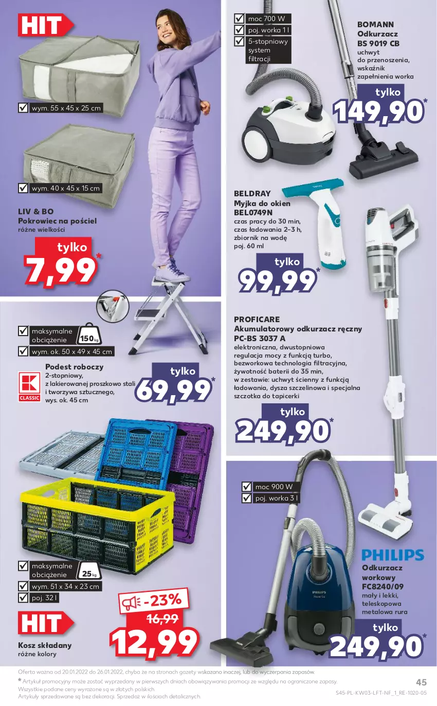 Gazetka promocyjna Kaufland - OFERTA TYGODNIA - ważna 20.01 do 26.01.2022 - strona 45 - produkty: Akumulator, Gra, Kosz, Lakier, Myjka do okien, Odkurzacz, Orka, Pokrowiec, Pościel, Rura, Szczotka, Teleskop, Top