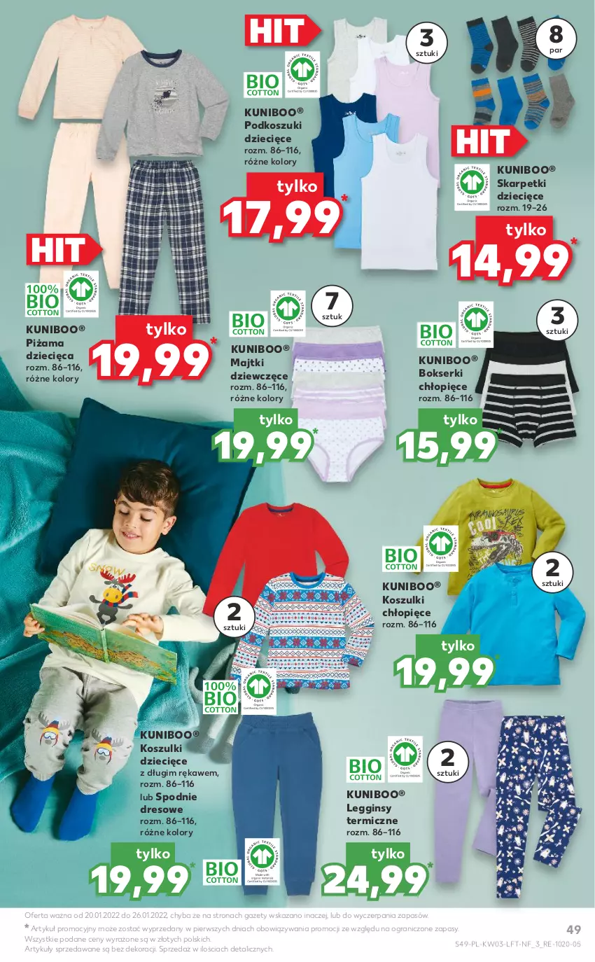 Gazetka promocyjna Kaufland - OFERTA TYGODNIA - ważna 20.01 do 26.01.2022 - strona 49 - produkty: Bokserki, Dres, Dzieci, Gin, Gra, Karp, Kosz, Legginsy, Majtki, Piżama, Ser, Skarpetki, Spodnie, Spodnie dresowe