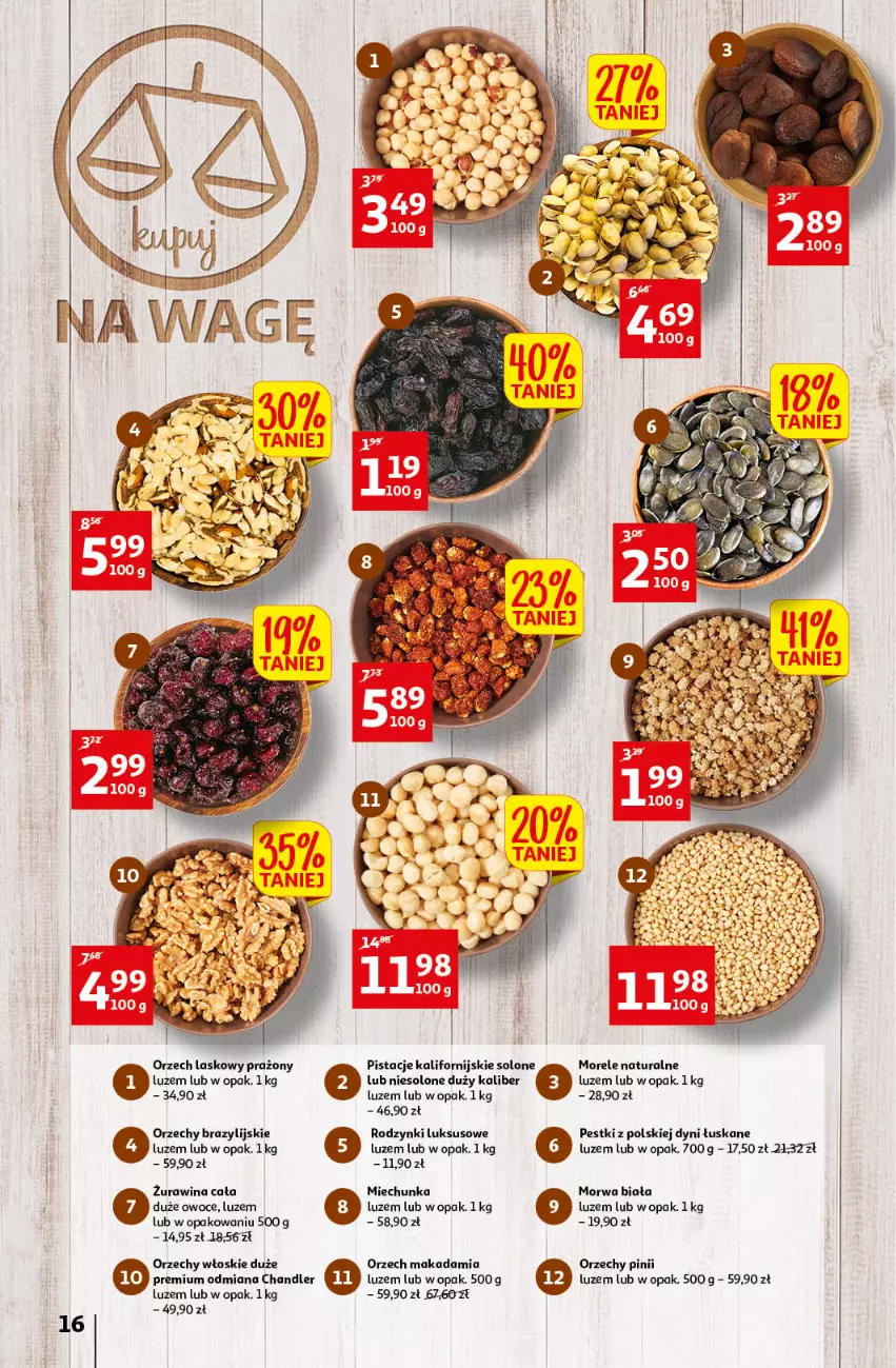 Gazetka promocyjna Auchan - przeNISKIE CENY czas na przepyszności Hipermarkety - ważna 17.03 do 23.03.2022 - strona 16 - produkty: Orzechy włoskie, Owoce, Pistacje, Rodzynki