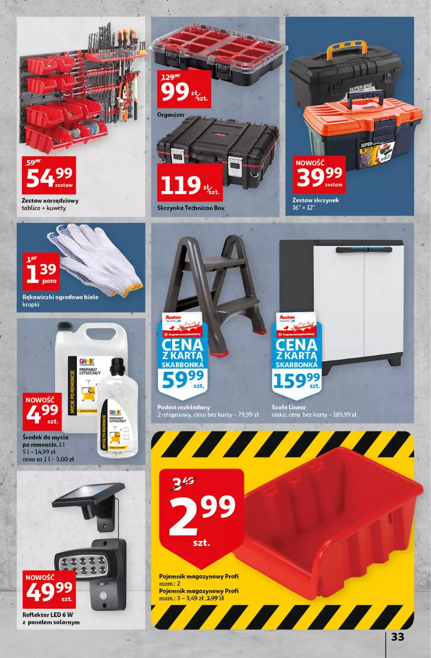 Gazetka promocyjna Auchan - przeNISKIE CENY czas na przepyszności Hipermarkety - ważna 17.03 do 23.03.2022 - strona 33 - produkty: Fa, Pojemnik, Reflektor, Reflektor LED, Zestaw narzędzi