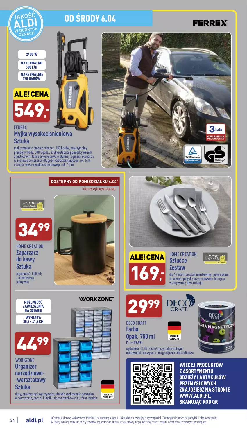 Gazetka promocyjna Aldi - Pełny katalog - ważna 04.04 do 10.04.2022 - strona 34 - produkty: Fa, Garaż, Koc, Organizer, Pistolet, Por, Sok, Teleskop, Zaparzacz, Zaparzacz do kawy