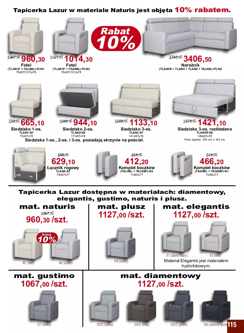 Gazetka promocyjna Bodzio - ważna 01.10 do 31.12.2022 - strona 115 - produkty: Fotel, Gra, Lazur, Narożnik, Pościel, Siedzisko, Tapicerka