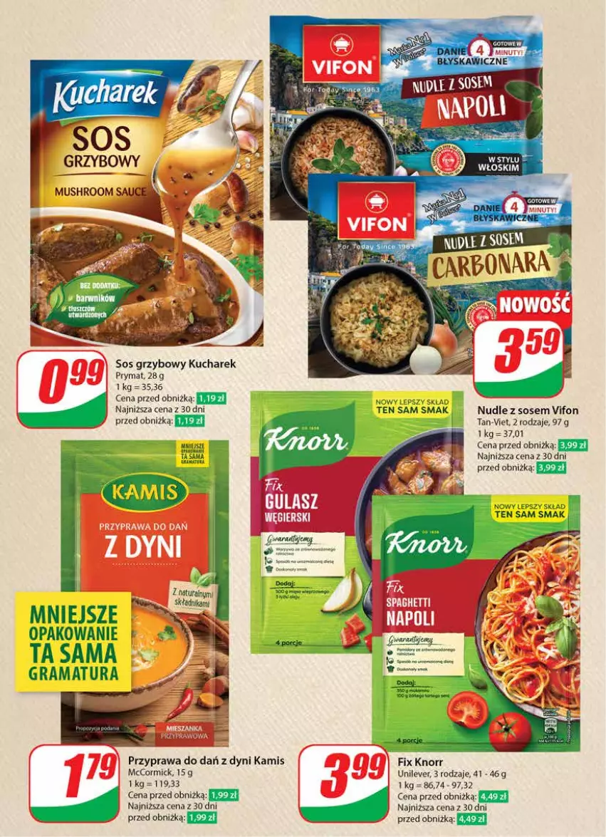 Gazetka promocyjna Dino - Gazetka 35 / 2024 - ważna 28.08 do 03.09.2024 - strona 20 - produkty: Gra, Kamis, Knorr, Kucharek, Mus, Prymat, Rama, Sos, Sos grzybowy