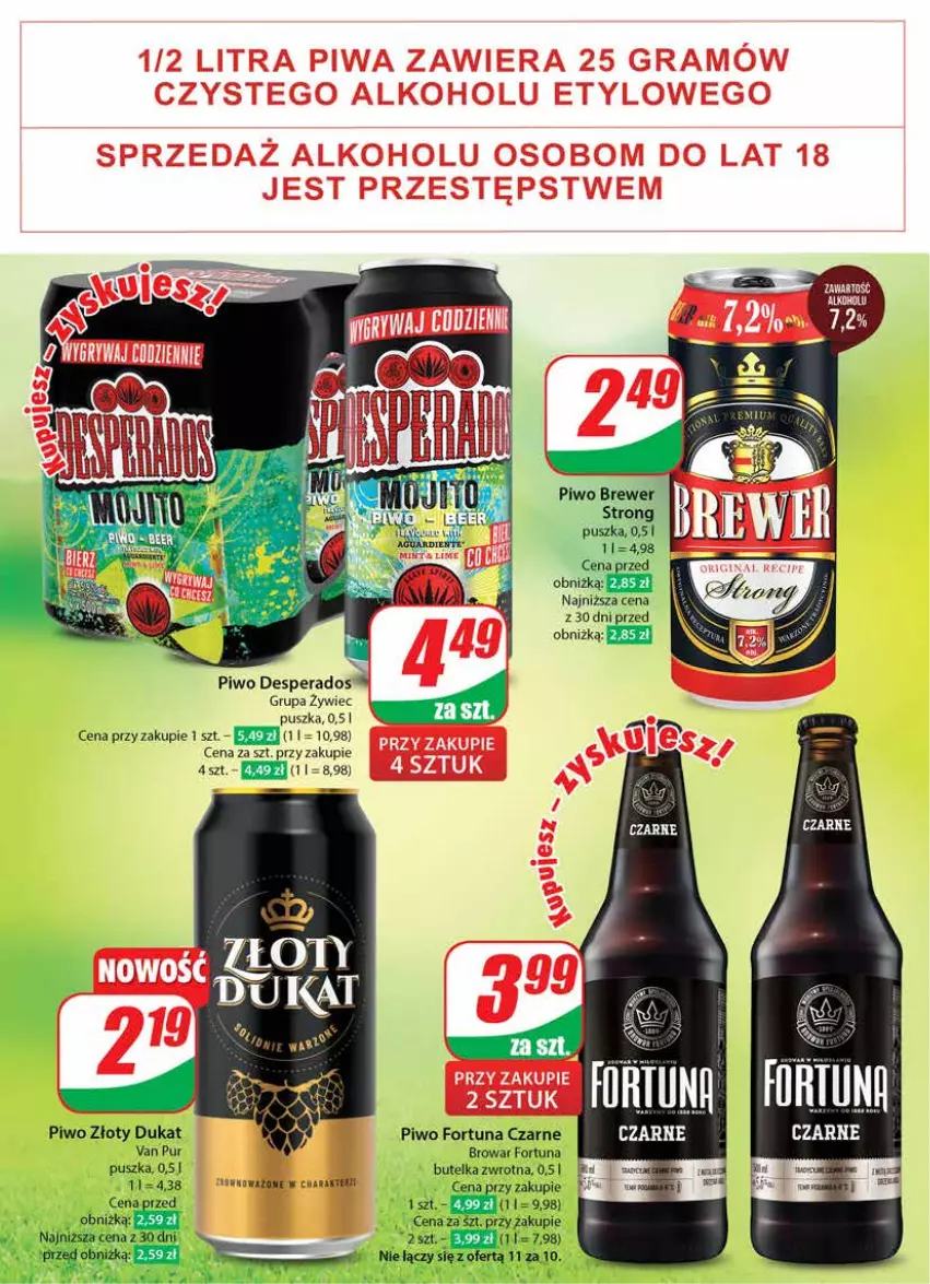 Gazetka promocyjna Dino - Gazetka 35 / 2024 - ważna 28.08 do 03.09.2024 - strona 46 - produkty: Desperados, Fortuna, Piwo, Pur, Złoty dukat