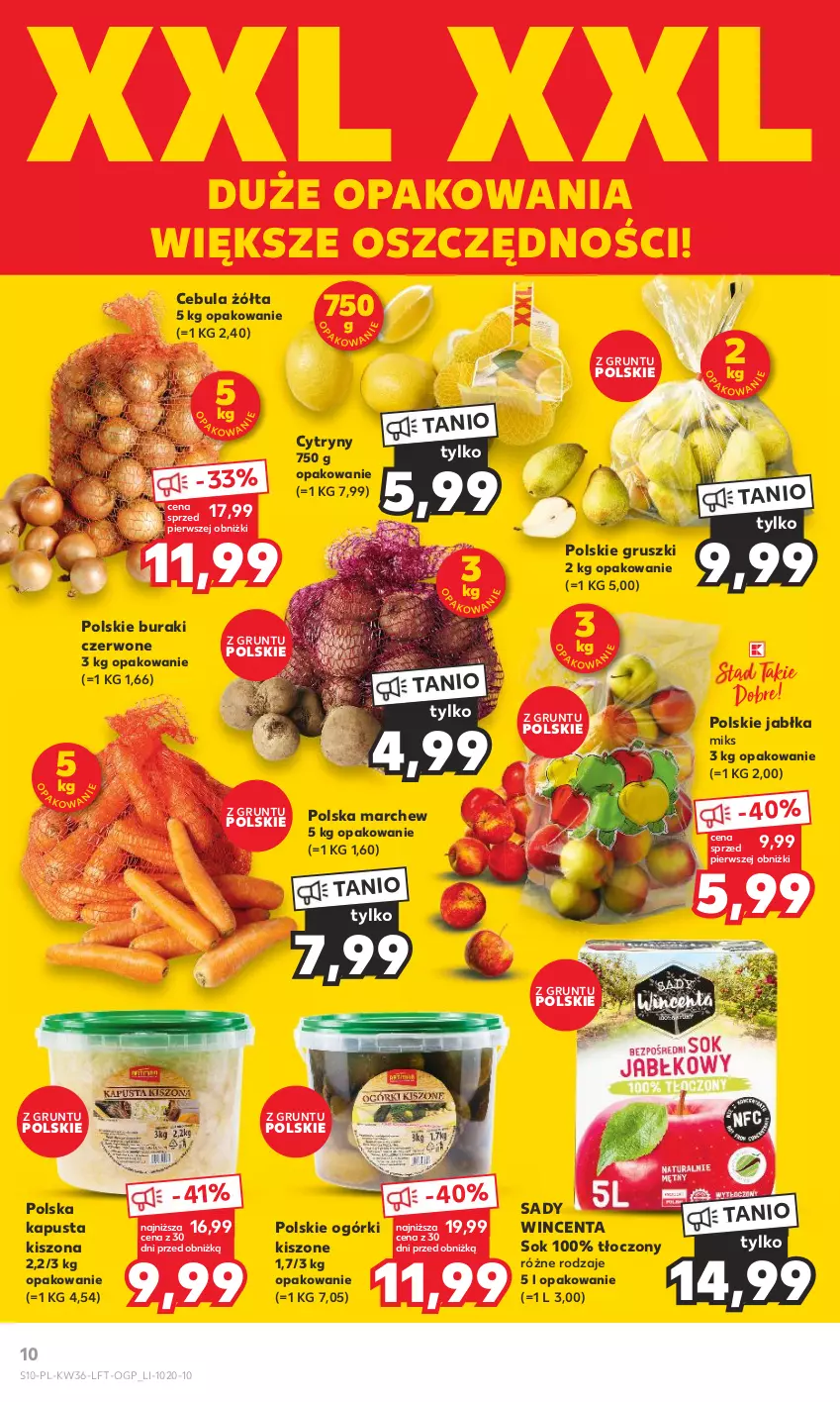 Gazetka promocyjna Kaufland - Gazetka tygodnia - ważna 07.09 do 13.09.2023 - strona 10 - produkty: Buraki, Cebula, Cytryny, Grunt, Gruszki, Jabłka, Sok